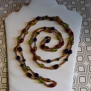 Multi Strand Multi Colored Glass Bead Necklace